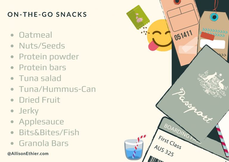 Image of quick snacks to pack in luggage for travel