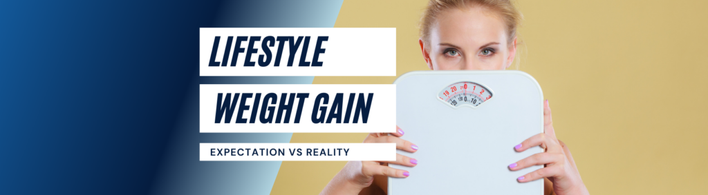 Lifestyle Weight Gain - Ugh image of woman holding a scale referring to weight gain